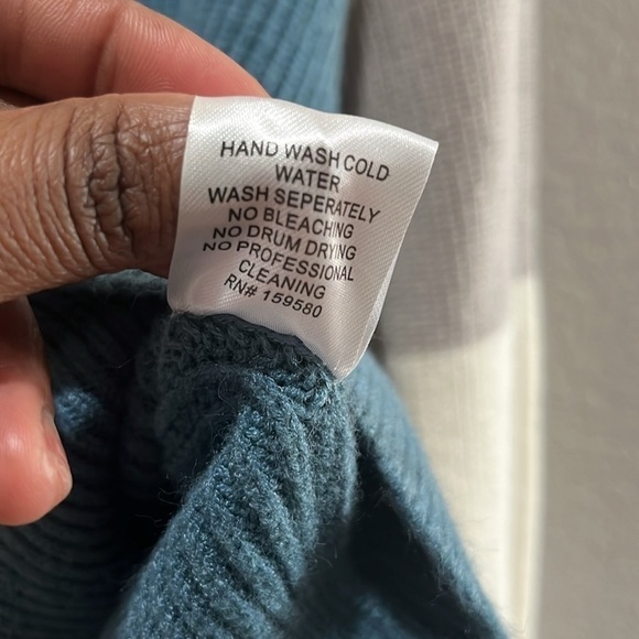 Pink Lily Women’s Sweater Crew Neck Block Design Long Sleeve Cream Gray Blue SzM - Picture 9 of 9